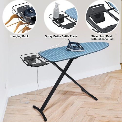 Duwee Deluxe Ironing Board - Full Size 17"x46" with Steam Iron Rest & Heat Resistant Cover