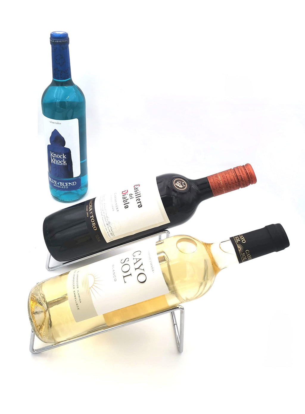 Frontier Simple Chrome Steel Wine Bottle Holder Tabletop Wine Rack