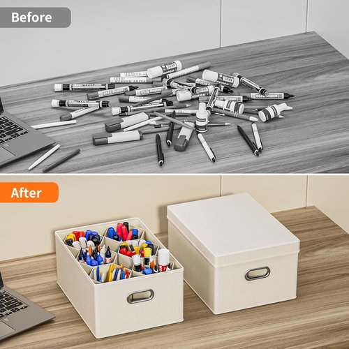 Aokeyee Marker Organizer - Stackable Storage Box with Lids for Craft Supplies & Tools | Multi-Purpose