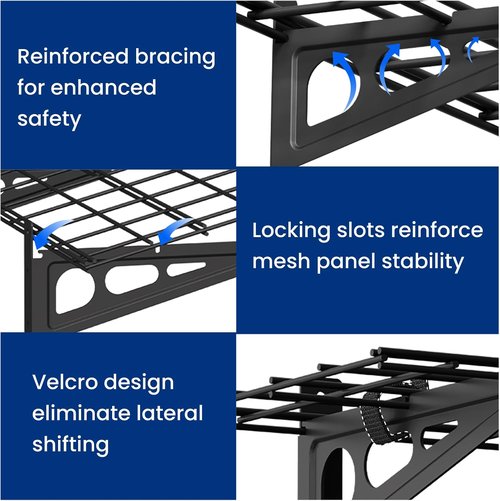FLEXIMOUNTS Garage Shelving | Heavy-Duty Wall-Mounted Storage Rack - 1x3ft, Holds 150 lbs, Black