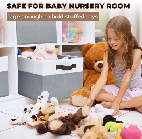 Criusia Extra Large Storage Bins - 4 Pack 16x12in Fabric Organizers for Clothes, Toys & Blankets | Versatile Room Storage