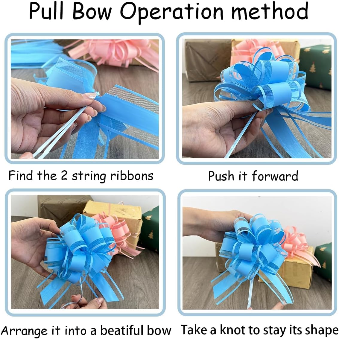 Skiennix 8 PC Large Pull Bows - 6 Inch Gift Wrapping Ribbons for Parties & Weddings | Pink