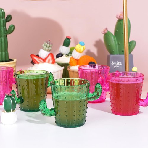ZZYFGH Plastic Cactus Shot Glasses(Set of 24), 2 Oz Green Cute Cactus Tequila Glasses for Western, Bachelorette, Cinco de Mayo, Tequila, Fiesta Themed Party Supplies