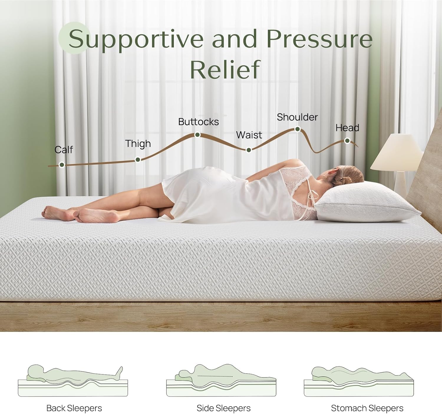 Rolanstar Twin Size Gel Memory Foam Mattress - 10 Inch, Breathable & Supportive, CertiPUR-US Certified, White