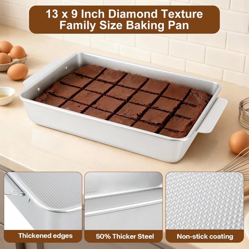 Commercial Grade 9x13 Baking Pan by [Brand Name] - Heavy-Gauge Nonstick Cake Sheet | Warp-Resistant Silver