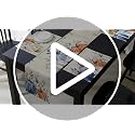 Fall Table Runner 13x36 Inch with Pumpkin Orange & Blue Eucalyptus - Autumn Thanksgiving Decor
