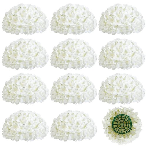 Auihiay 12pcs Flower Balls for Centerpieces, White Hydrangea Wedding Flower Balls for Centerpieces, Faux Hydrangeas Floral Arrangements Bouquet for Table, Home, Wedding Decoration