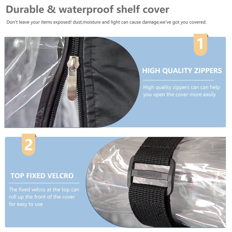 Dalema Wire Rack Covers,Heavy Duty 600D Dustproof Waterproof Storage Rack Covers for Metal Shelves,Storage Shelf Cover with Zipper for Wire Shlef,60''W x 24''D x 71''H,Black with Clear Front