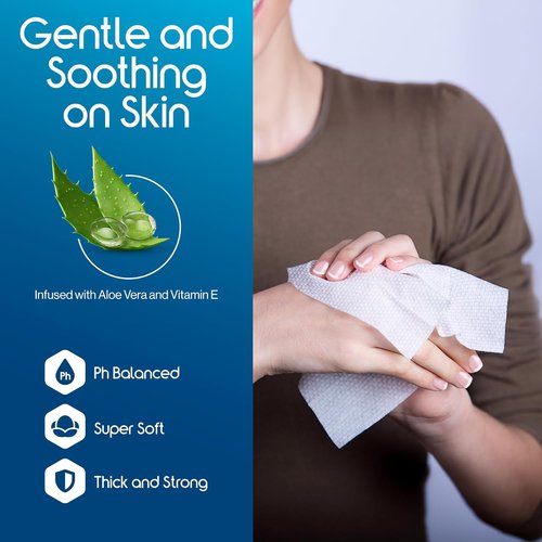 Inspire Adult Wet Wipes - Incontinence Cleansing Cloths for Elderly | 8"x12", 12 Packs of 50