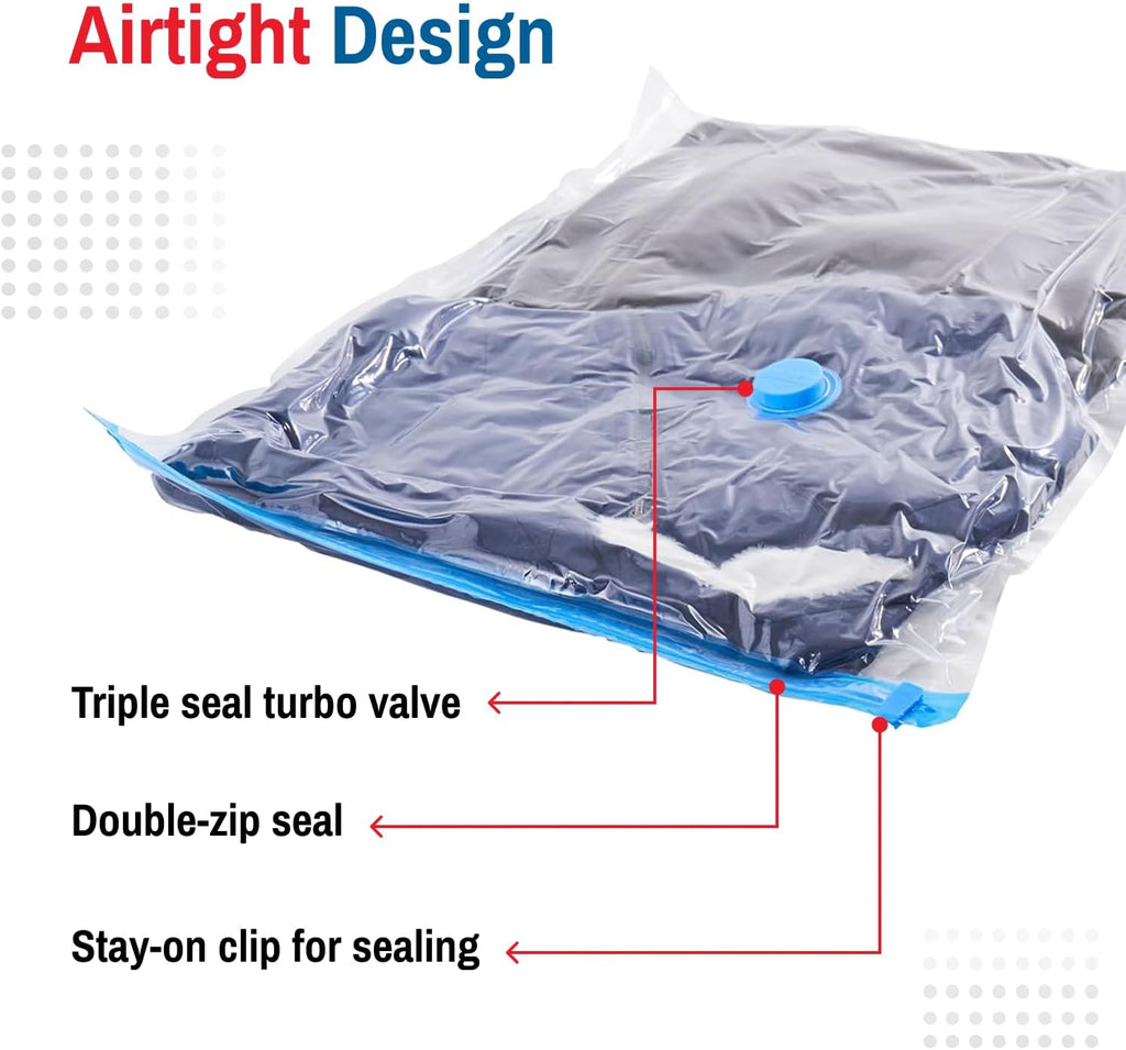 Spacesaver Jumbo Vacuum Storage Bags - 4 Pack for Blankets & Clothes | Compression Bags with Hand Pump for Travel & Organization