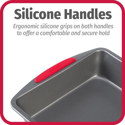 GoodCook MegaGrip Baking Pan - Non-Stick Heavy-Gauge Steel | 8x8-Inch Square Dish with Silicone Grip Handles