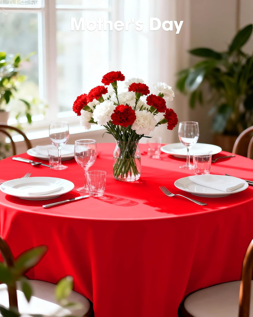 Pureegg Disposable Plastic Tablecloths - 84'' Round, Leakproof & Sturdy for Holidays | Red 10-Pack