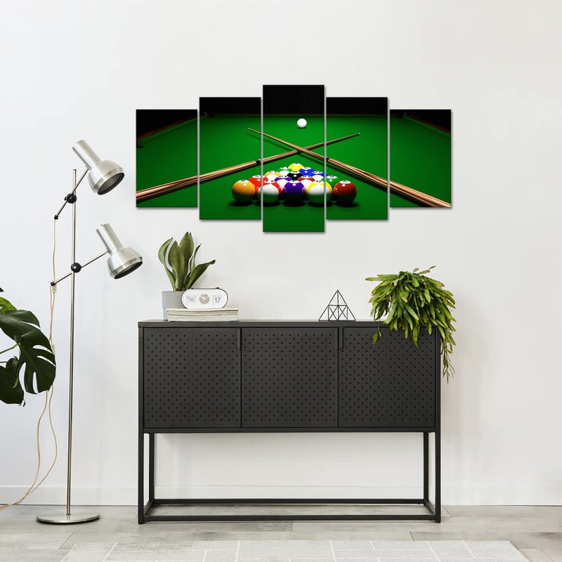 YeiLnm Billiards Ball Picture Sports Posters 5 Pieces Wall Art for Playing Pool Bar Game Room