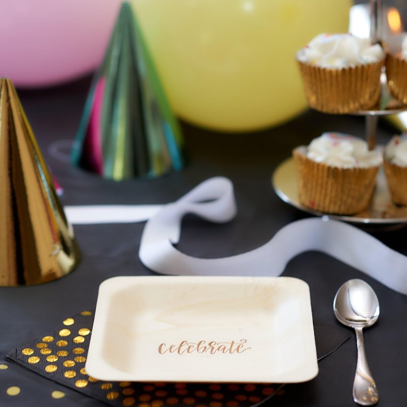 Celebrate Disposable Party Plates – Rustic, Compostable Alternative to Plastic Plates for Birthday Parties, Catering and Special Events (Appetizer, 50-Pack)