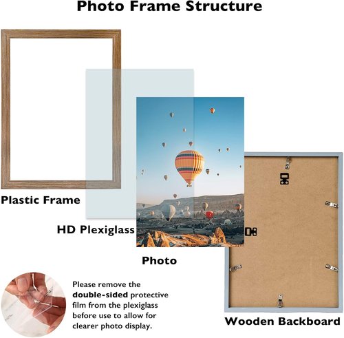 JCJMY 13x17 Rustic Brown Picture Frame - Versatile Wall Mounting for Horizontal or Vertical Display