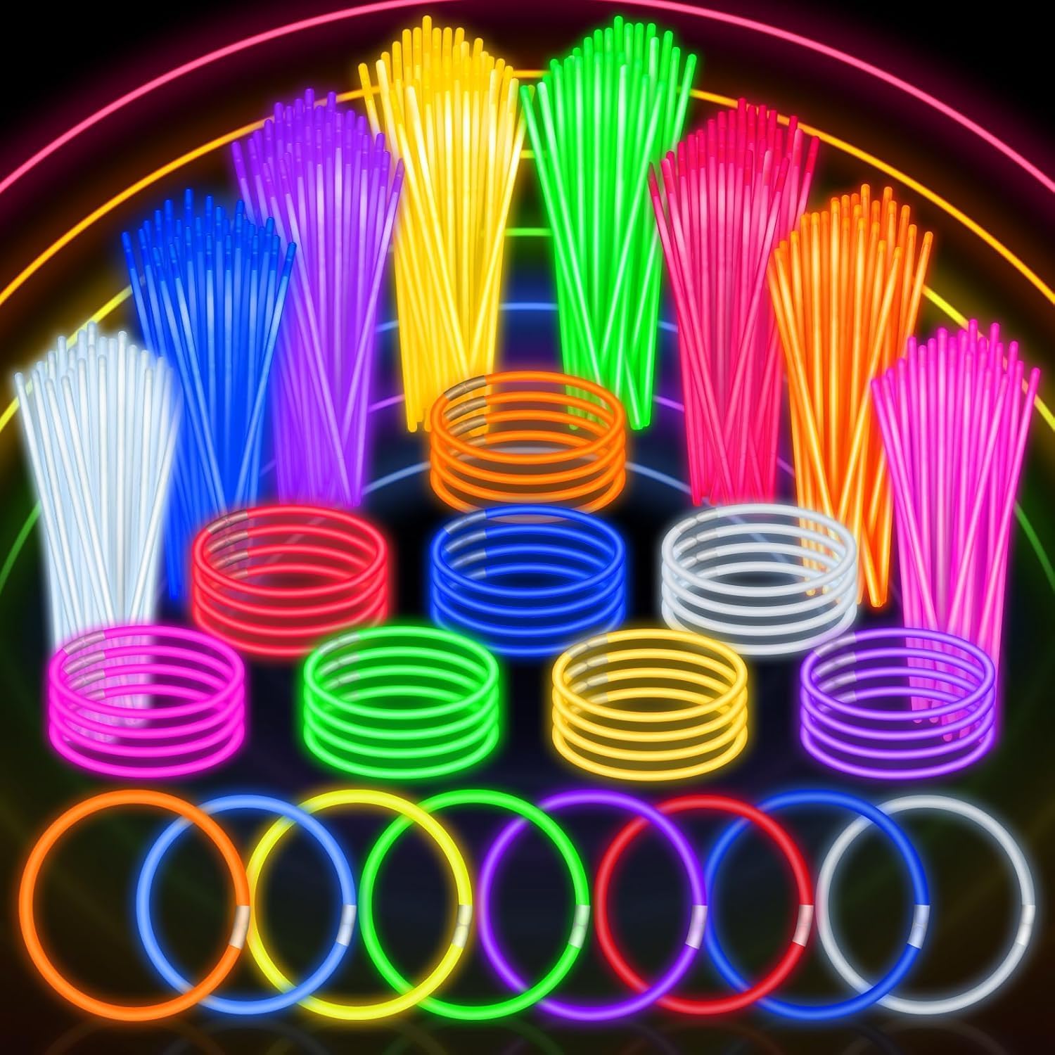 SpringFlower Glow Sticks - 100 PCS Bulk Glow in the Dark Party Supplies | Light Sticks for Kids & Adults