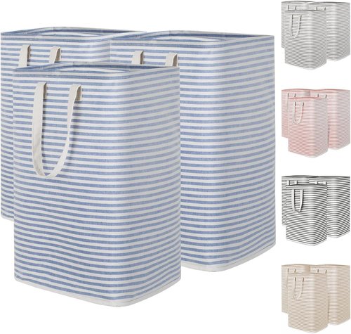 Lifewit Collapsible Laundry Basket - 80L Each, Waterproof Hamper with Reinforced Handles - Blue, 3 Pack