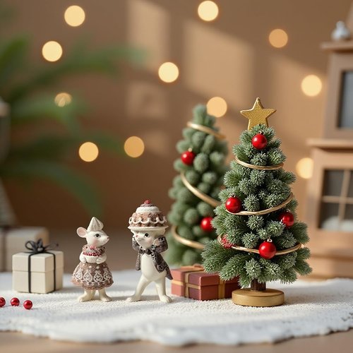 Braxio Christmas Gingerbread Mouse Figurine Set - Festive Tabletop Decor | Collectible Holiday Ornaments