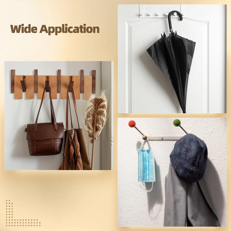 OMISTAR Wooden Coat Rack Wall Mounted, Piano Wall Coat Rack with 6 Hooks, Entryway Wall Hook for Hats, Keys, Towels, Bags, Home Decor