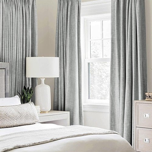 MIULEE Blackout Linen Curtains - 100% Thermal Insulated Room Darkening Drapes | Glacier Gray, 52 x 90 Inch (2 Panels)