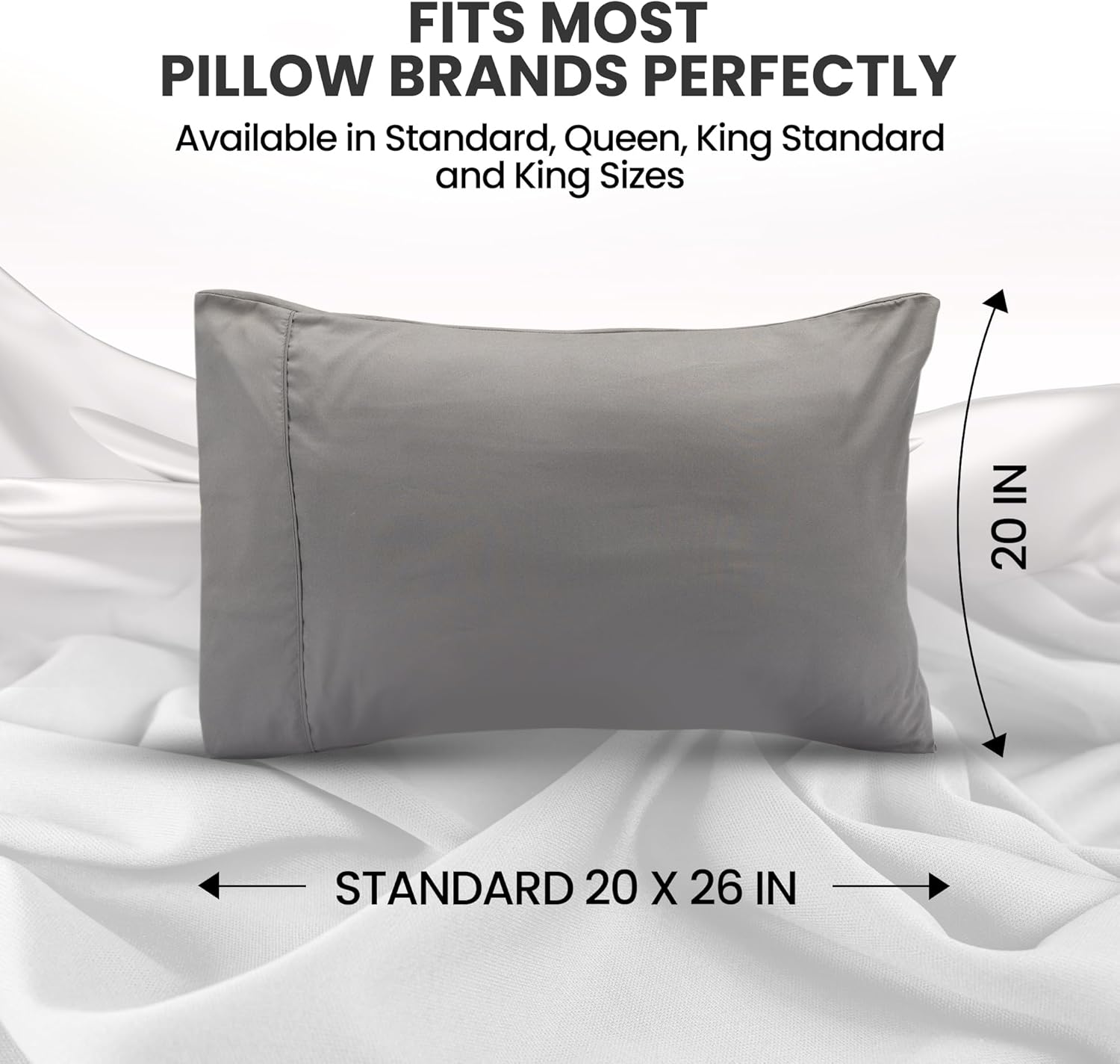 Utopia Bedding Pillow Cases | Soft Brushed Microfiber 2-Pack - Oeko-TEX Certified, 20x26 Inches (Grey)