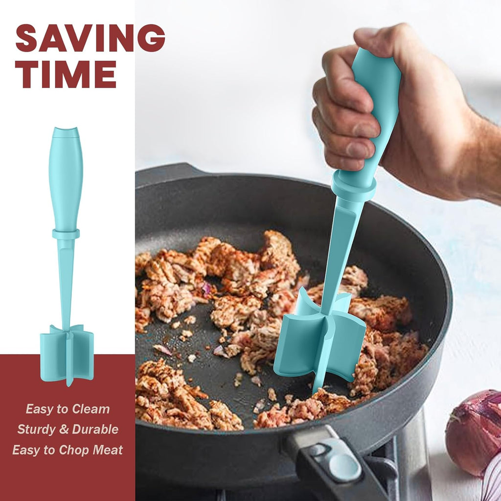 Upgrade Meat Chopper by [Brand Name] - Premium Heat Resistant Hamburger Smasher for Ground Beef & Turkey - Aqua