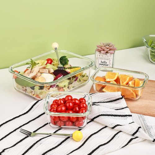 Liuruiyu Glass Food Storage Containers - 8 Pack Airtight Meal Prep Bento Boxes | Leak-Proof, BPA-Free