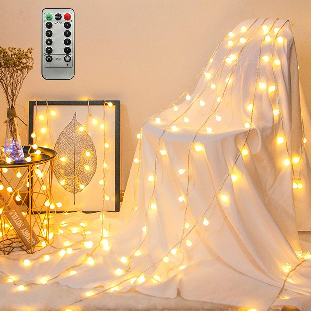 ZIMINGU LED Ball String Lights - 19.6FT 40 LEDs Waterproof Fairy Lights with Remote Control | Warm White Decor for Parties & Weddings
