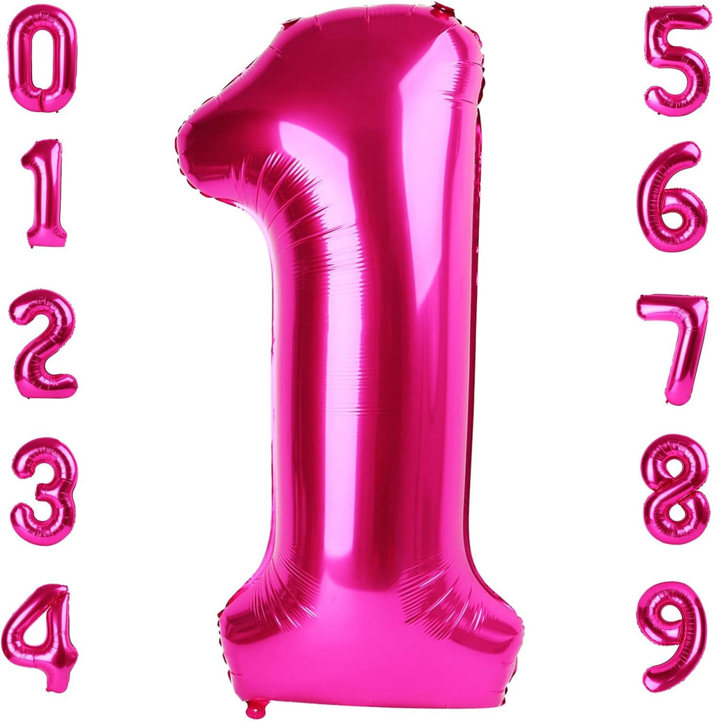 Number Balloons - 40 Inch Hot Pink 1 Balloon for 1st Birthday Party Decorations & Baby Showers