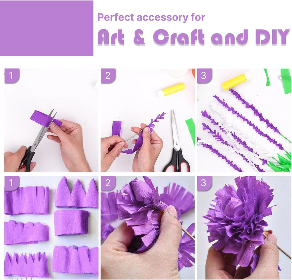 PartyWoo Crepe Paper Streamers - Light Pastel Pink & Purple | 328ft Pack of 4 for Birthday & Baby Shower Decor