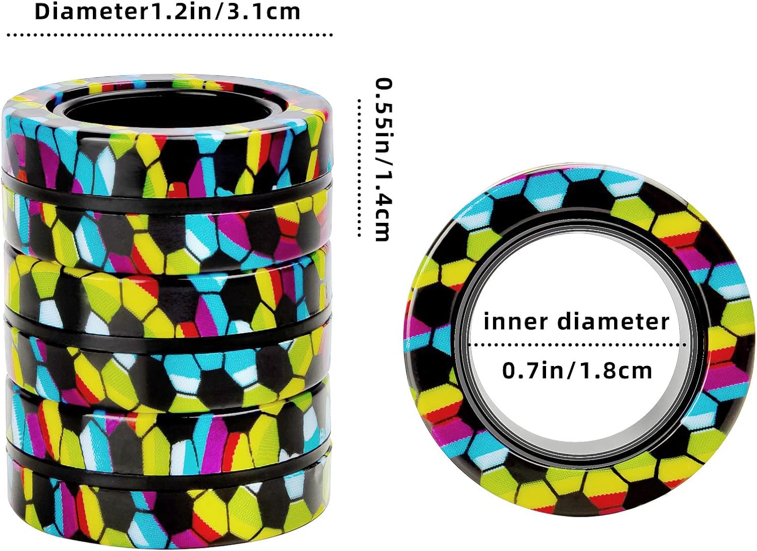 Skiennix Magnetic Fidget Rings Set - Anxiety Relief Therapy Toys | 3-Piece Spinner Pack for All Ages