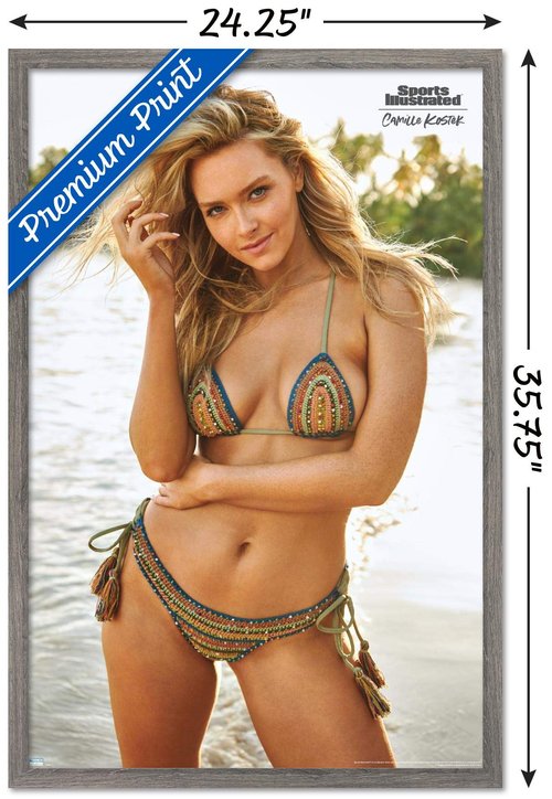 Trends International Sports Illustrated: Swimsuit Edition - Camille Kostek 20 Wall Poster, 22.375" x 34", Barnwood Framed Version