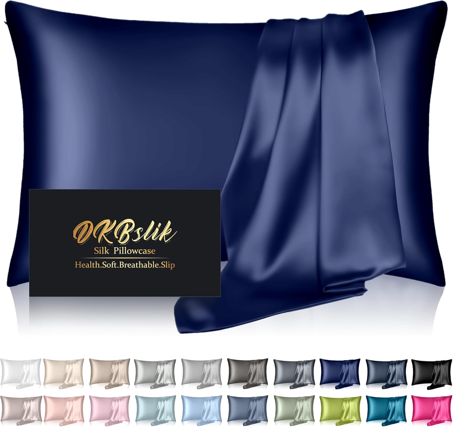 Mulberry Silk Pillowcase | Anti-Acne Cooling Beauty Sleep | Queen Size Navy Blue | Perfect Gift for Men & Women
