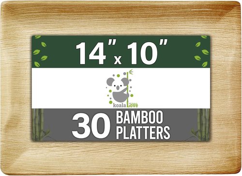 Palm Leaf Platters, 100% Compostable Disposable Eco-Friendly & Biodegradable Party Tableware, Best Alternative to Plastic,(14"x10" 30 Platers) by KoalaLove
