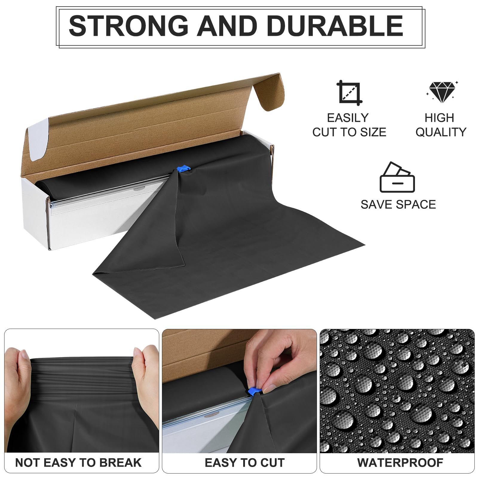 YIDAKO 54 Inch×100 Feet Black Tablecloth Roll Disposable Rectangle Black Table Cloth Roll Plastic Table Covers with Slide Cutter for Birthday Graduations Halloween Party Decorations