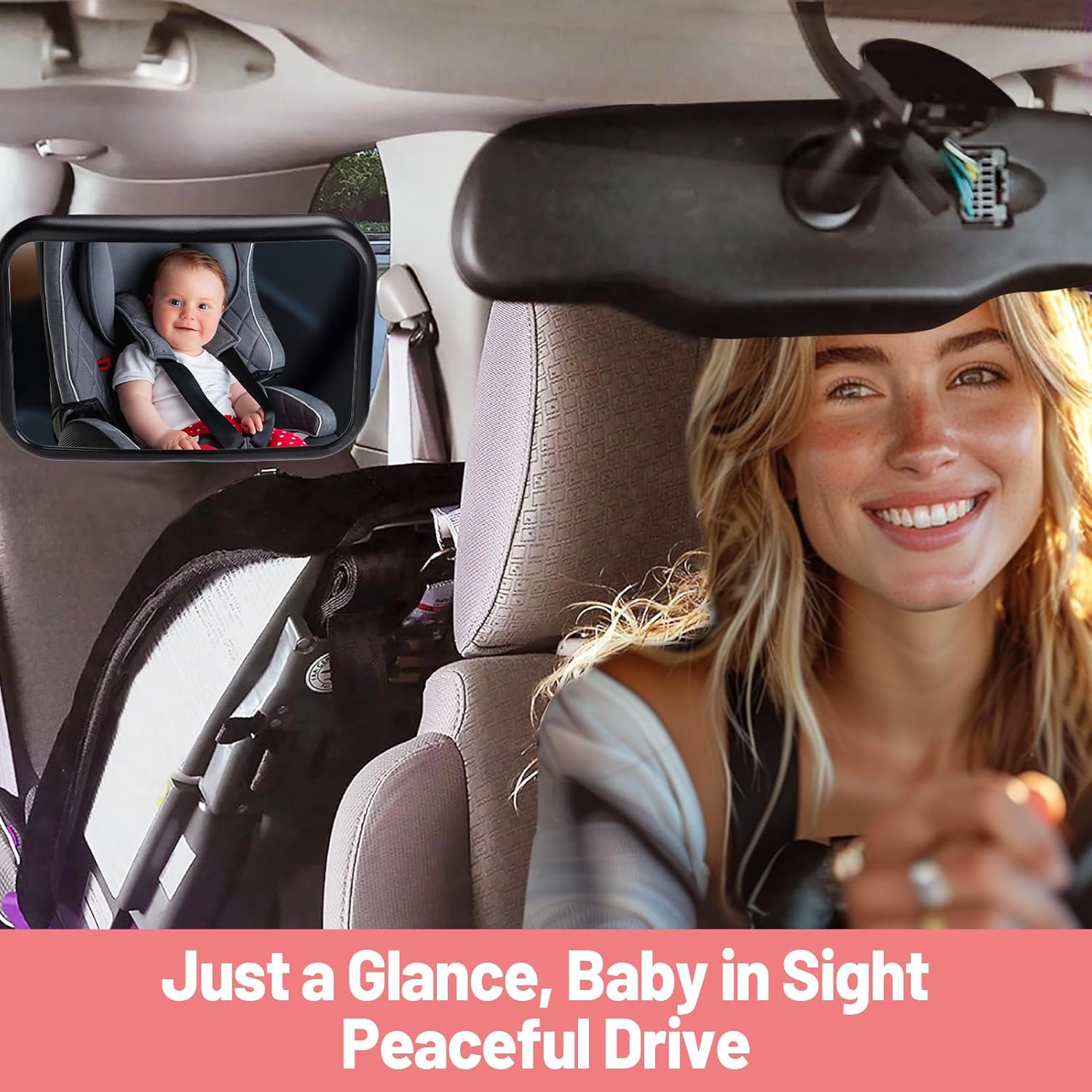 Skiennix Baby Car Mirror - 360° Rotating Rear View Mirror for Safe Infant Travel | Easy Install, Flexible Arm