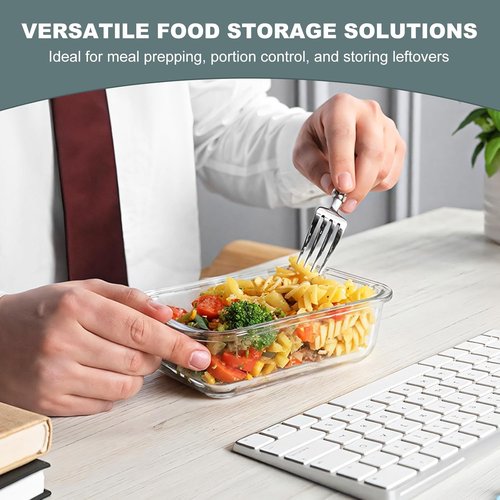 KOMUEE Glass Food Storage Containers - 10 Pack Airtight Meal Prep Lunch Boxes | Freezer & Microwave Safe