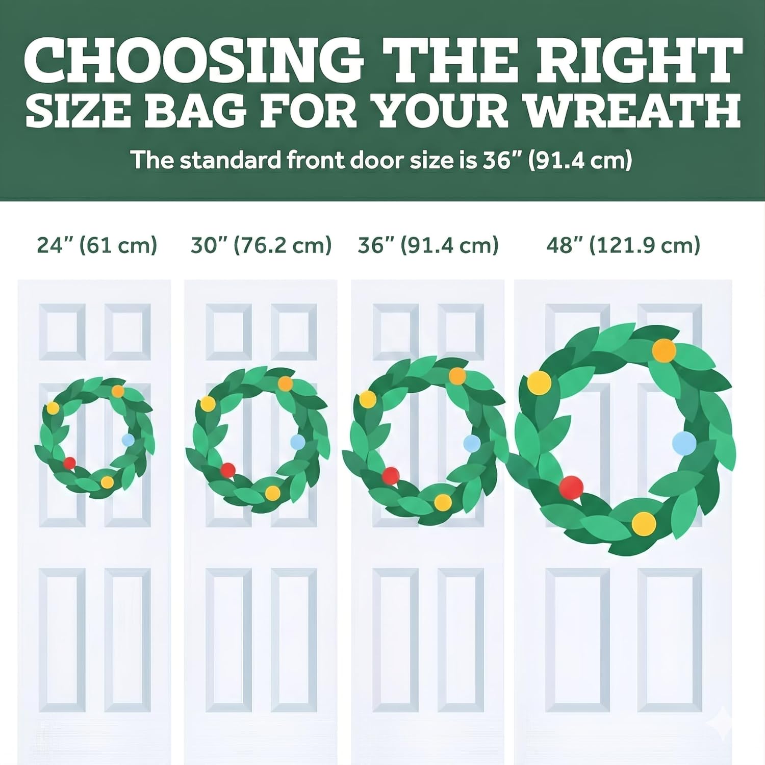 ZOBER Oxford Christmas Wreath Storage Container - 24 Inch Waterproof Bag with Dual Zippers & Durable Handles - Black