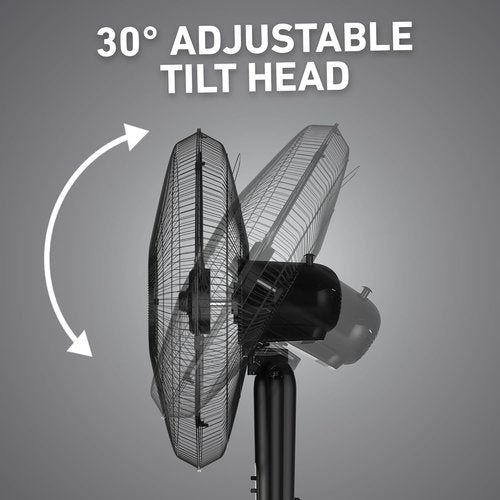 Holmes 18-Inch Oscillating Stand Fan - Powerful 3-Speed Airflow with Adjustable Height & 30° Tilt - Black