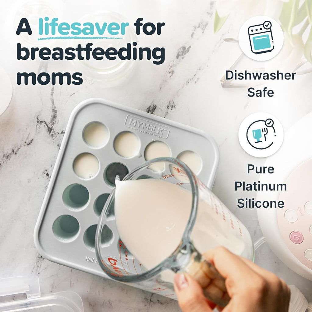 Souper Cubes MyMilk Silicone Breast Milk Freezer Trays - 1/2 oz. Capacity, 8 oz. Total - Gray - 2-Pack