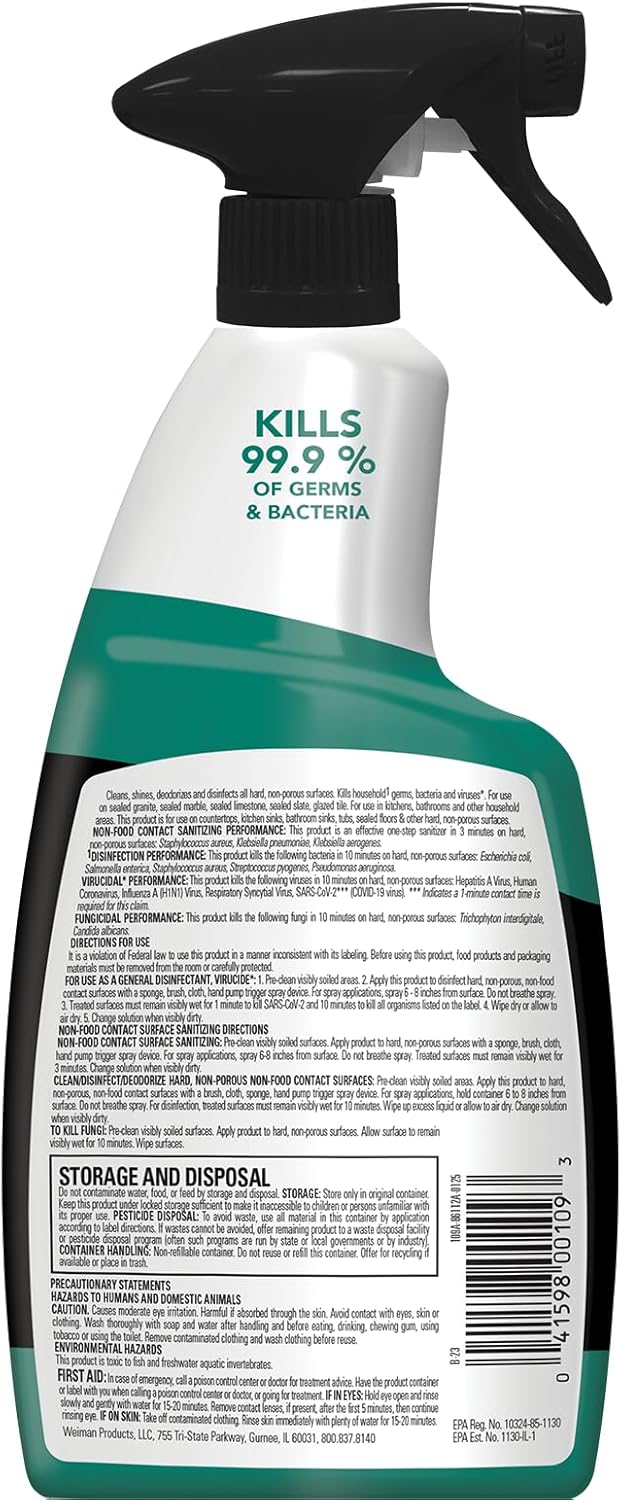 Weiman Disinfecting Granite Cleaner & Polish Value Pack - 24 oz Spray & 64 oz Refill