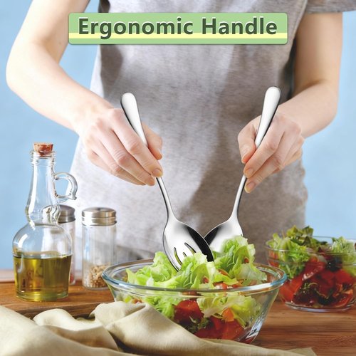 E-far Large Serving Spoons Set - 9.8 Inch Stainless Steel Utensils for Buffet & Catering | Dishwasher Safe