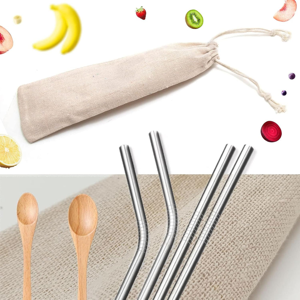 Saihisday Portable Cotton & Linen Pouch Bags - 20 Pcs Reusable Straw & Cutlery Storage | Ideal for Home Kitchen