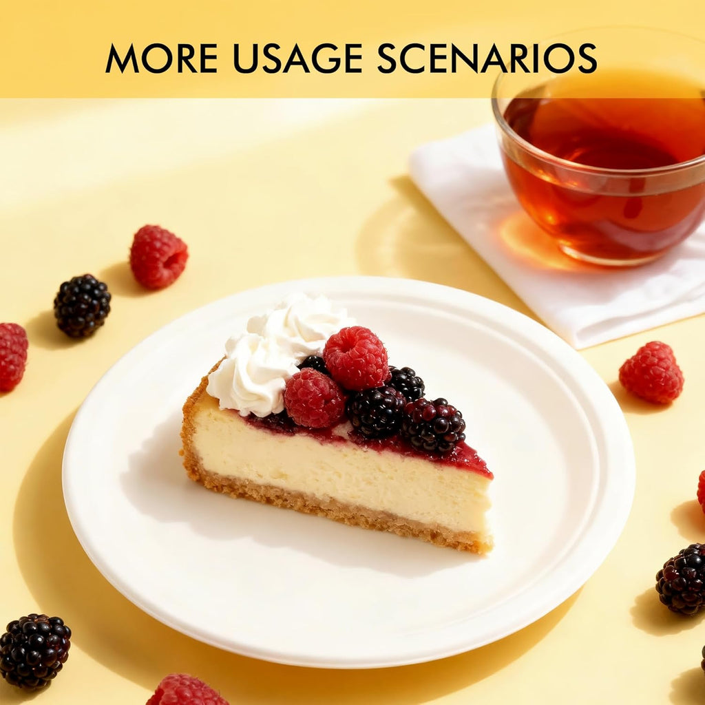 RACETOP Compostable Small Paper Plates - 6 Inch Biodegradable Dessert Plates | 100 Pack, Heavy Duty, Unbleached White
