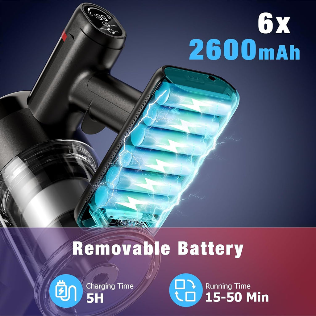 Skiennix Cordless Vacuum Cleaner - 450W Powerful Suction | 50 Minutes Runtime, Lightweight 8-in-1 for Pet Hair & Hard Floors