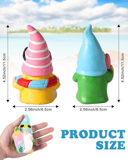 iStatue Pool Gnomes - 2PCS Funny Hand-Painted Resin Statues for Beach Decor | Summer Garden Gifts