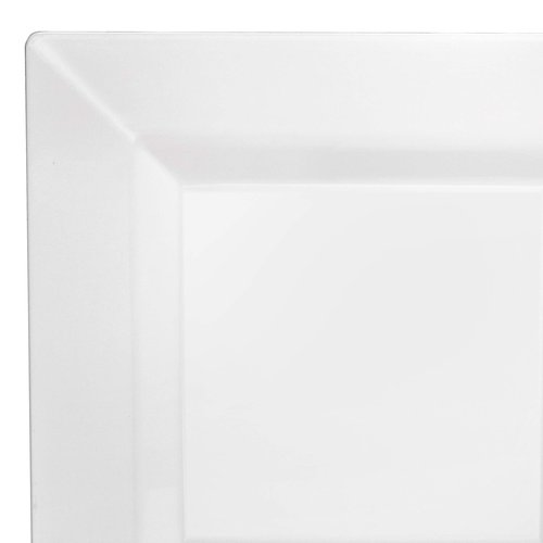 " OCCASIONS " 40 Plates Pack, Heavyweight Disposable Wedding Party Plastic Plates (9.5’' Dinner Plate, Square white)