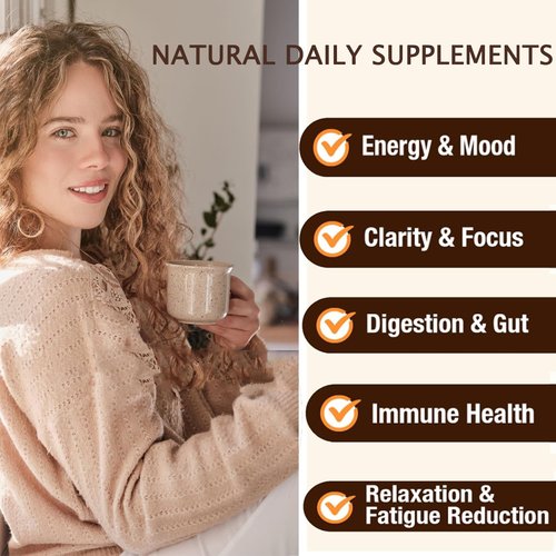 KEDISOM 10 in 1 Mushrooms Coffee, Instant Mushroom Coffee Powder with Lion's Mane, Cordyceps, Reishi, Shiitake, Turkey Tail, King Trumpet, for Focus, Energy, Immunity, 180g, 60 Servings