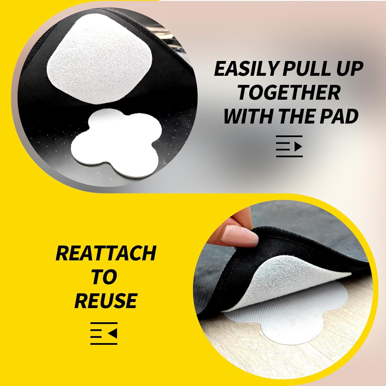 PHIXBEAR Heavy-Duty Carpet Pad Gripper - 16 Sets of Super Adhesive Hook and Loop Strips for Rug Safety
