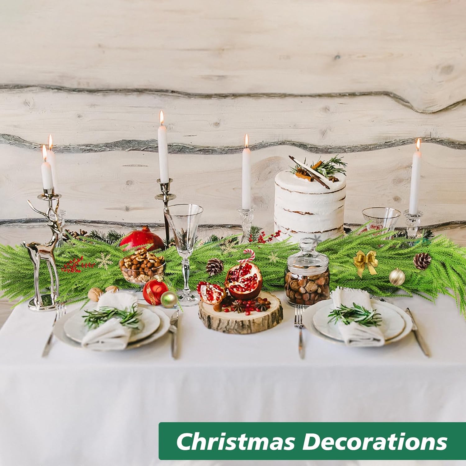 Norfolk Pine Garland - 9 Ft Realistic Faux Pine for Holiday Decor | Perfect for Mantle, Wall & Table